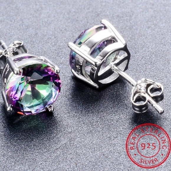 JoJos Jewelry Box Jewelry - New Sterling Silver Mystic Topaz Stud Earrings